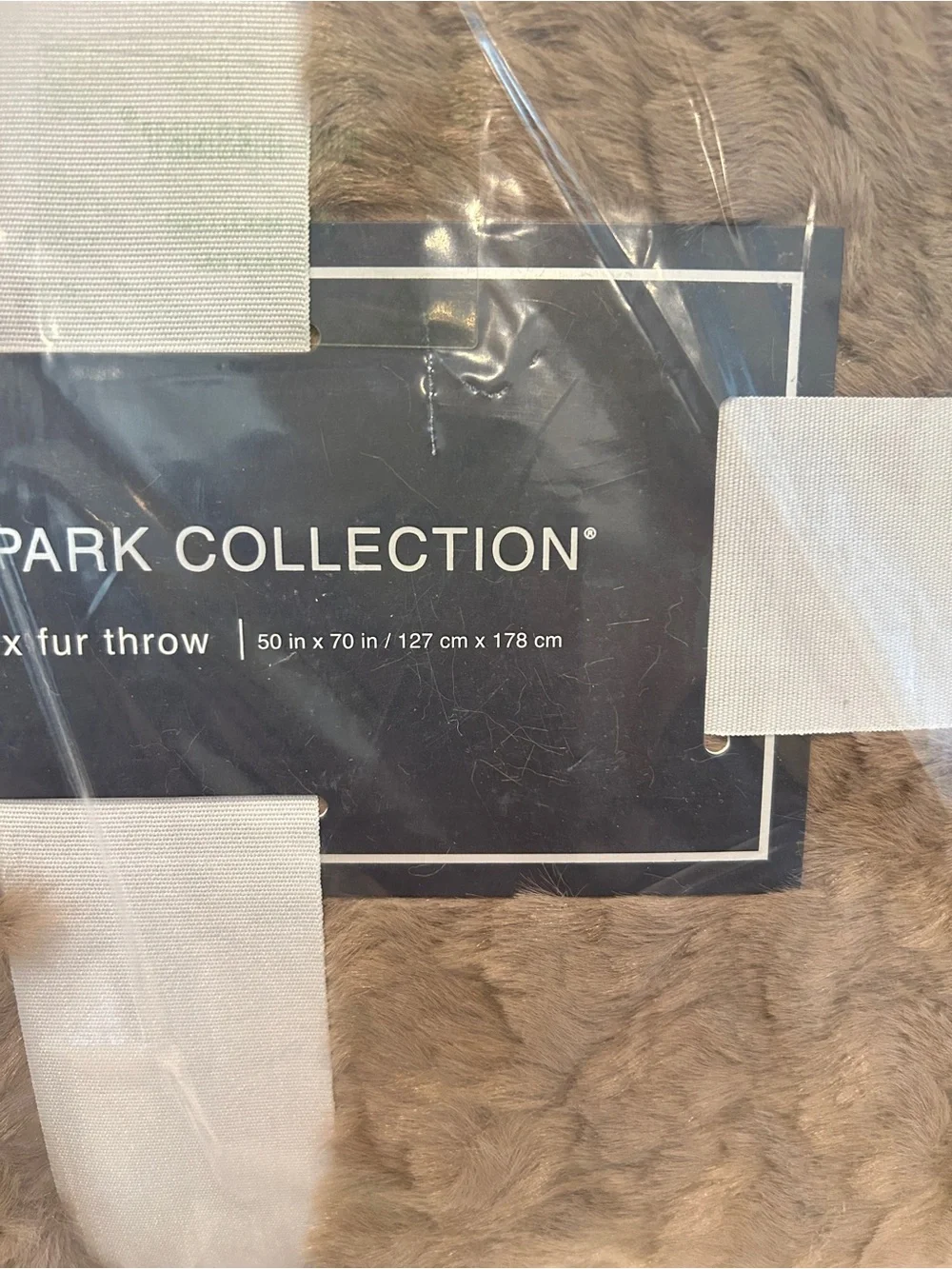 NWT Hudson Park Collection Sheepskin Faux Fur Throw in Taupe, $280 Retail